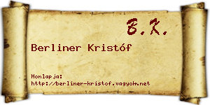 Berliner Kristóf névjegykártya